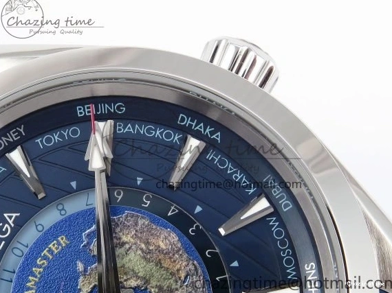 0226 Aqua Terra GMT Worldtimer 43mm VSF 1:1 Best Edition Deep Blue Dial on Blue Rubber Strap A8938 Super Clone QuickDry 7721